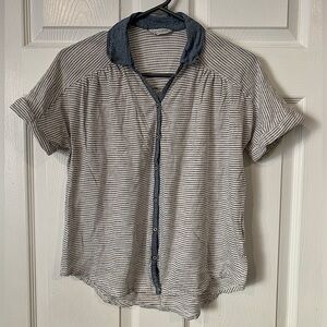 LUCKY BRAND • Striped Dolman sleeve button tshirt tee coastal relaxed size small